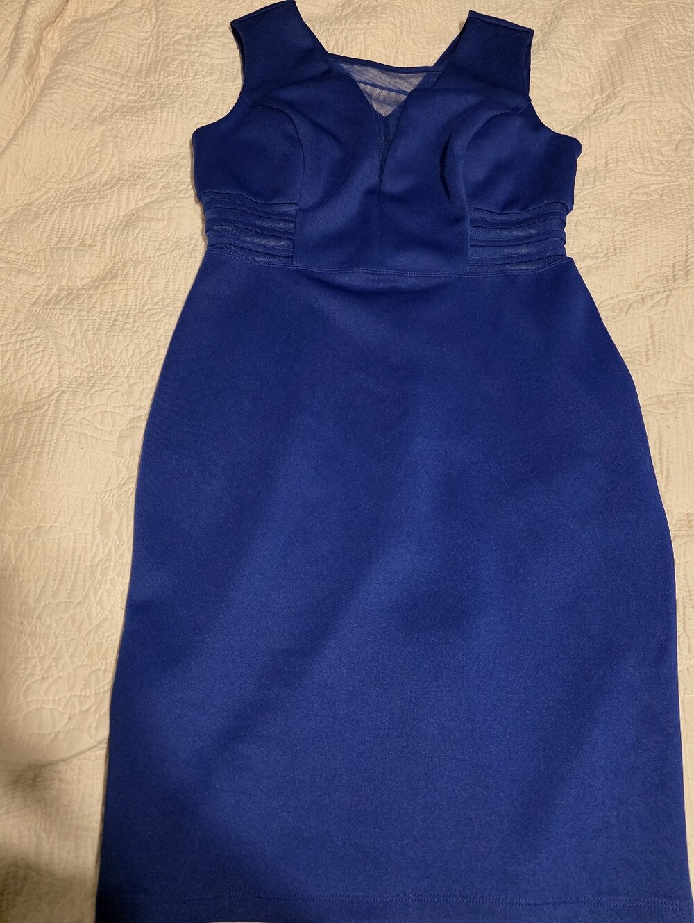 Elegant Royal Blue Sleeveless V-Neck Dress Size 8 - Picture 5 of 6